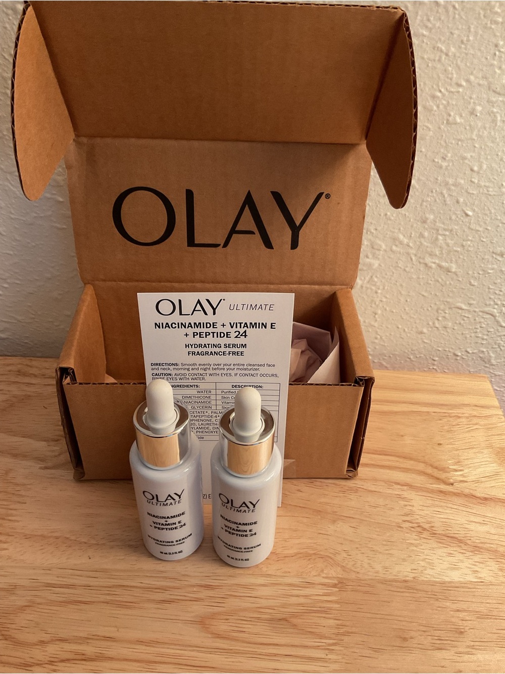 Olay Ultimate Niacinamide + Vitamin E Hydrating Serum 2 pack lot